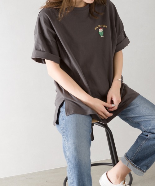 SpRay(スプレイ)の「クリ-ムソ-ダプリント Tシャツ(Tシャツ/カットソー・レディース・ライトブルー/オフホワイト/ブルー/アイボリー/ミント/スミクロ・FREE)」の7枚目の写真