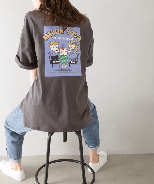 SpRay(スプレイ)の「クリ-ムソ-ダプリント Tシャツ(Tシャツ/カットソー・レディース・ライトブルー/オフホワイト/ブルー/アイボリー/ミント/スミクロ・FREE)」の9枚目の写真