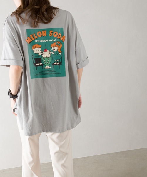 SpRay(スプレイ)の「クリ-ムソ-ダプリント Tシャツ(Tシャツ/カットソー・レディース・ライトブルー/オフホワイト/ブルー/アイボリー/ミント/スミクロ・FREE)」の13枚目の写真