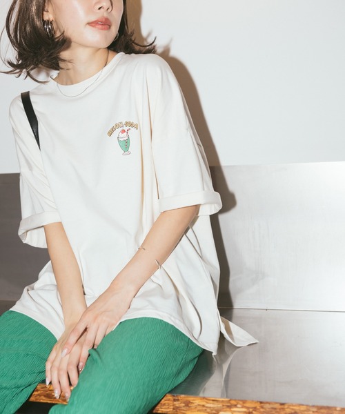 SpRay(スプレイ)の「クリ-ムソ-ダプリント Tシャツ(Tシャツ/カットソー・レディース・ライトブルー/オフホワイト/ブルー/アイボリー/ミント/スミクロ・FREE)」の20枚目の写真