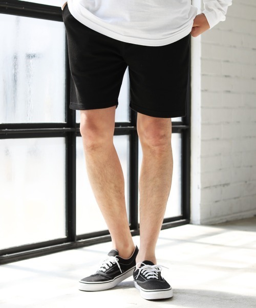 LIL VENDARS（リルヴェンダース）の「ストレッチ 裏毛 スウェット 膝上 ショートパンツ（スウェットパンツ・メンズ・ホワイト/ブラック/ネイビー/ピンク/杢グレー・S/M/L/XL）」の3枚目の写真