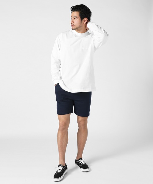 LIL VENDARS（リルヴェンダース）の「ストレッチ 裏毛 スウェット 膝上 ショートパンツ（スウェットパンツ・メンズ・ホワイト/ブラック/ネイビー/ピンク/杢グレー・S/M/L/XL）」の10枚目の写真