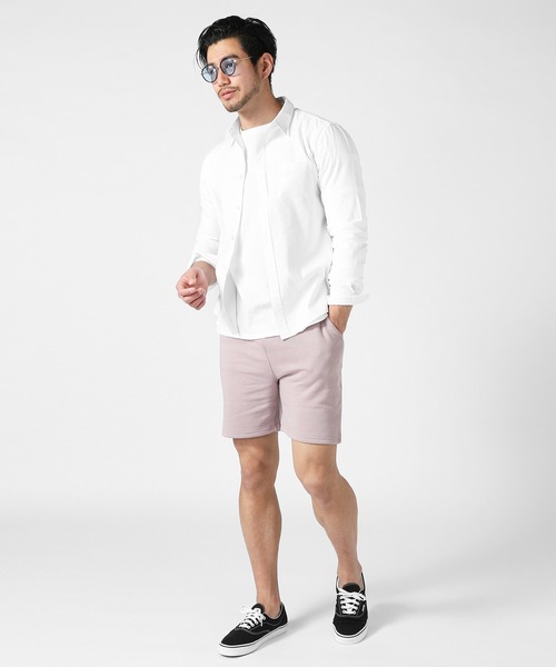 LIL VENDARS（リルヴェンダース）の「ストレッチ 裏毛 スウェット 膝上 ショートパンツ（スウェットパンツ・メンズ・ホワイト/ブラック/ネイビー/ピンク/杢グレー・S/M/L/XL）」の18枚目の写真