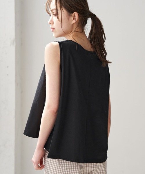 earth music&ecology（アースミュージックアンドエコロジー）の「オーガニックコットンノースリプルオーバー　＊（Tシャツ/カットソー・レディース・オフホワイト/ブラック/モカ/ピンク・FREE）」の2枚目の写真