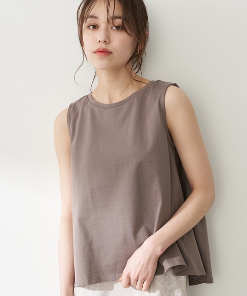 earth music&ecology（アースミュージックアンドエコロジー）の「オーガニックコットンノースリプルオーバー　＊（Tシャツ/カットソー・レディース・オフホワイト/ブラック/モカ/ピンク・FREE）」の3枚目の写真