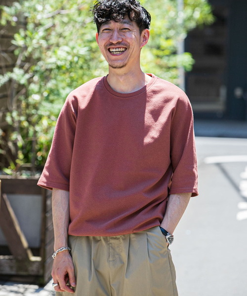 ITEMS URBANRESEARCH(アイテムズ アーバンリサーチ)の「ジャガードTシャツ(Tシャツ/カットソー・メンズ・ブラウン系その他/ホワイト/グレー/ライトブラウン/カーキ/チャコールグレー・MEDIUM/LARGE)」の1枚目の写真