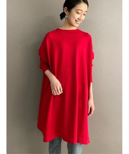 BEARDSLEY（ビアズリー）の「ギマBIGニット（ニット/セーター・レディース・ネイビー/ブラウン/レッド・FREE）」の3枚目の写真