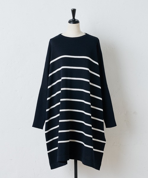 BEARDSLEY（ビアズリー）の「ギマBIGニット（ニット/セーター・レディース・ネイビー/ブラウン/レッド・FREE）」の4枚目の写真