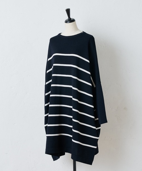 BEARDSLEY（ビアズリー）の「ギマBIGニット（ニット/セーター・レディース・ネイビー/ブラウン/レッド・FREE）」の5枚目の写真