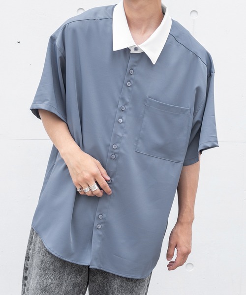 PairPair（ペアペア）の「BIGクレリック半袖シャツ（ユニセックス）（シャツ/ブラウス・レディース・オフホワイト/グレイッシュブルー/ベージュ・MEDIUM/LARGE）」の17枚目の写真