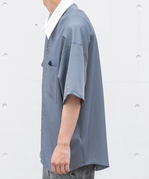 PairPair（ペアペア）の「BIGクレリック半袖シャツ（ユニセックス）（シャツ/ブラウス・レディース・オフホワイト/グレイッシュブルー/ベージュ・MEDIUM/LARGE）」の18枚目の写真