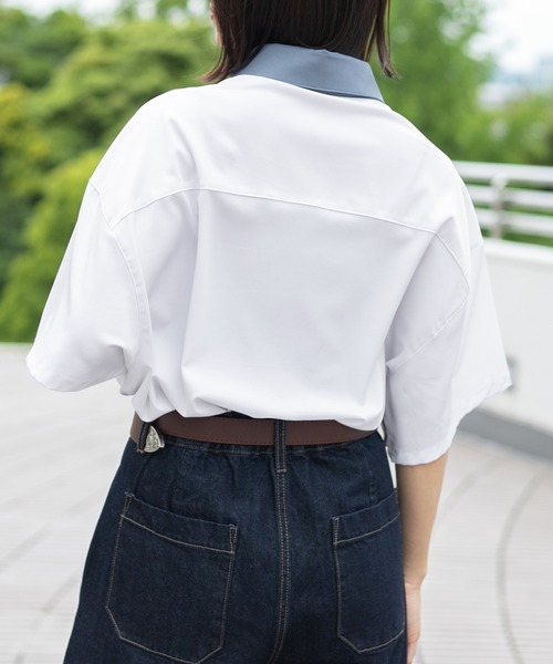 PairPair（ペアペア）の「BIGクレリック半袖シャツ（ユニセックス）（シャツ/ブラウス・レディース・オフホワイト/グレイッシュブルー/ベージュ・MEDIUM/LARGE）」の13枚目の写真