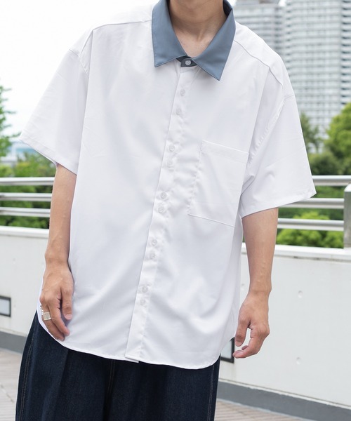 PairPair（ペアペア）の「BIGクレリック半袖シャツ（ユニセックス）（シャツ/ブラウス・レディース・オフホワイト/グレイッシュブルー/ベージュ・MEDIUM/LARGE）」の7枚目の写真