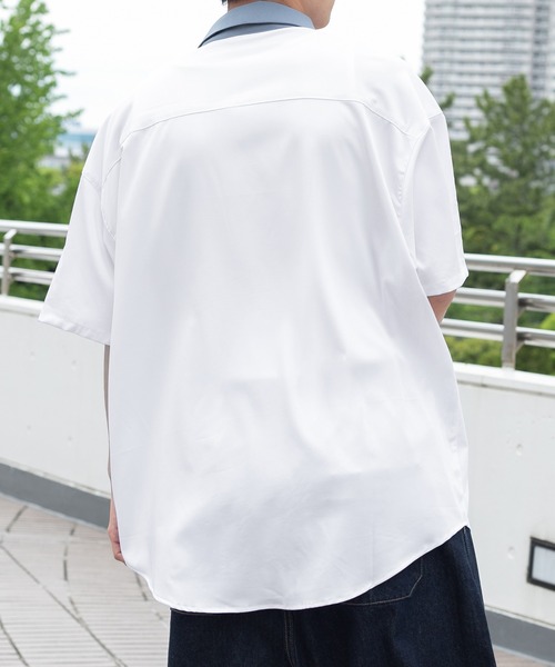 PairPair（ペアペア）の「BIGクレリック半袖シャツ（ユニセックス）（シャツ/ブラウス・レディース・オフホワイト/グレイッシュブルー/ベージュ・MEDIUM/LARGE）」の9枚目の写真