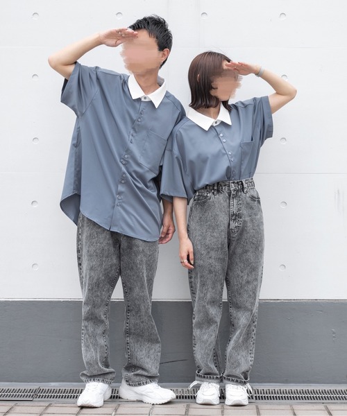 PairPair（ペアペア）の「BIGクレリック半袖シャツ（ユニセックス）（シャツ/ブラウス・レディース・オフホワイト/グレイッシュブルー/ベージュ・MEDIUM/LARGE）」の14枚目の写真