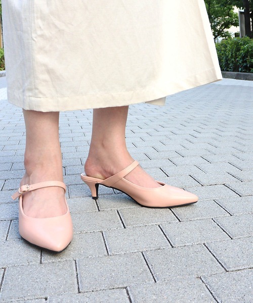 LibertyDoll(リバティードール)の「Liberty Doll / ポインテッドトゥストラップミュール5.5cmヒールパンプス(1158)(パンプス・レディース・ブラック/ピンク/ベージュ/ダークブラウン・L/M/LL/S)」の1枚目の写真
