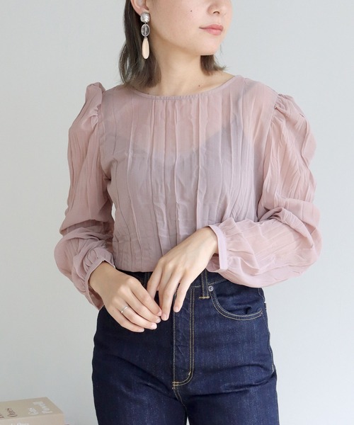 HER CLOSET（ハークローゼット）の「【HERCLOSET】2WAYシアークリンクルブラウス（シャツ/ブラウス・レディース・ホワイト/ブラック/グレー/ピンクベージュ・M）」の22枚目の写真