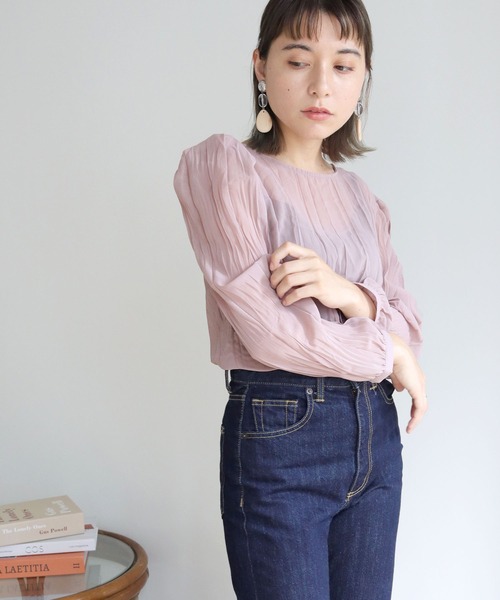 HER CLOSET（ハークローゼット）の「【HERCLOSET】2WAYシアークリンクルブラウス（シャツ/ブラウス・レディース・ホワイト/ブラック/グレー/ピンクベージュ・M）」の21枚目の写真