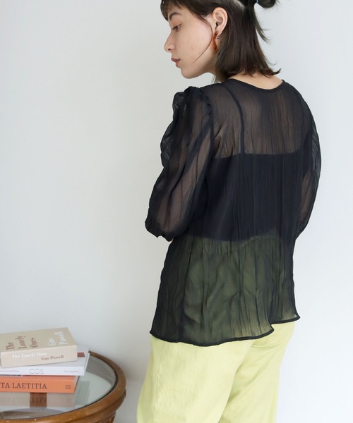 HER CLOSET（ハークローゼット）の「【HERCLOSET】2WAYシアークリンクルブラウス（シャツ/ブラウス・レディース・ホワイト/ブラック/グレー/ピンクベージュ・M）」の15枚目の写真