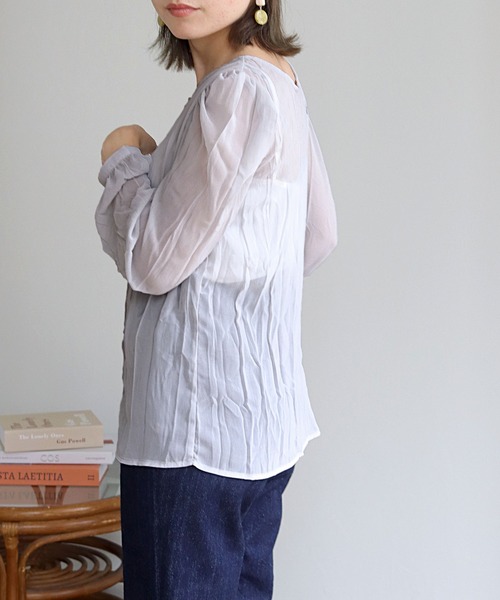 HER CLOSET（ハークローゼット）の「【HERCLOSET】2WAYシアークリンクルブラウス（シャツ/ブラウス・レディース・ホワイト/ブラック/グレー/ピンクベージュ・M）」の18枚目の写真