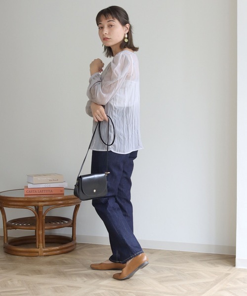 HER CLOSET（ハークローゼット）の「【HERCLOSET】2WAYシアークリンクルブラウス（シャツ/ブラウス・レディース・ホワイト/ブラック/グレー/ピンクベージュ・M）」の6枚目の写真