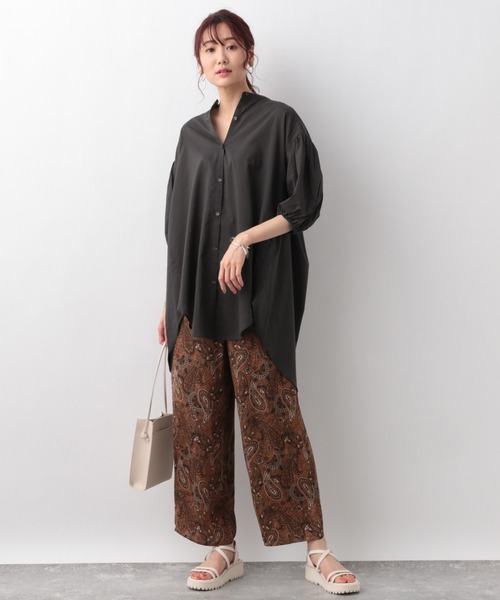GLOBAL WORK（グローバルワーク）の「バックボリュームシャツ/950374（シャツ/ブラウス・レディース・ダークグレー/グリーン/アイボリー・FREE）」の4枚目の写真