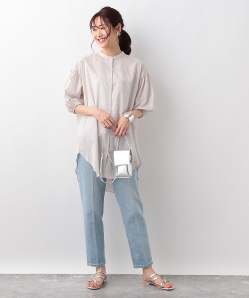 GLOBAL WORK（グローバルワーク）の「バックボリュームシャツ/950374（シャツ/ブラウス・レディース・ダークグレー/グリーン/アイボリー・FREE）」の7枚目の写真