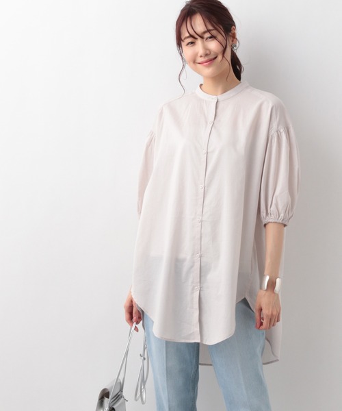 GLOBAL WORK（グローバルワーク）の「バックボリュームシャツ/950374（シャツ/ブラウス・レディース・ダークグレー/グリーン/アイボリー・FREE）」の8枚目の写真