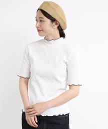 aimer le mieux | aimer　【WEB別注】リブメロー配色ハイネック5部袖プルオーバー(Tシャツ/カットソー)