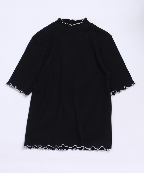 aimer le mieux（エメルミュー）の「aimer　【WEB別注】リブメロー配色ハイネック5部袖プルオーバー（Tシャツ/カットソー・レディース・ライトグリーン/ネイビー/ピンクベージュ・FREE）」の10枚目の写真