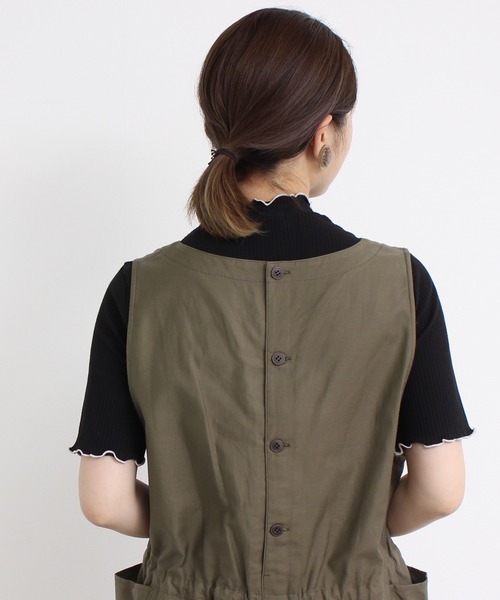 aimer le mieux（エメルミュー）の「aimer　【WEB別注】リブメロー配色ハイネック5部袖プルオーバー（Tシャツ/カットソー・レディース・ライトグリーン/ネイビー/ピンクベージュ・FREE）」の14枚目の写真