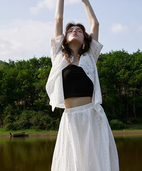 Fano Studios（ファノ ストゥディオズ）の「【Fano Studios】Geometry lace skirt FX21T001S（スカート・レディース・ホワイト・S/M/L）」の2枚目の写真