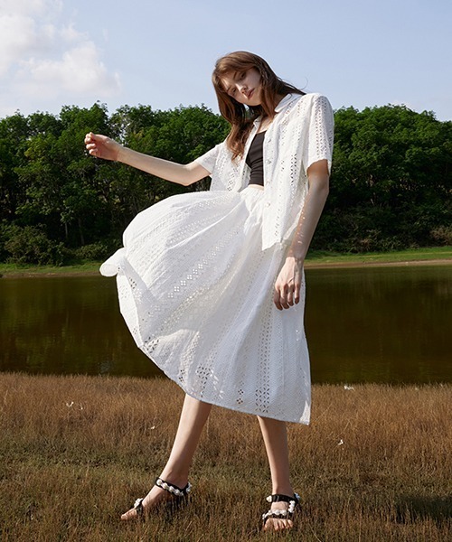 Fano Studios（ファノ ストゥディオズ）の「【Fano Studios】Geometry lace skirt FX21T001S（スカート・レディース・ホワイト・S/M/L）」の3枚目の写真