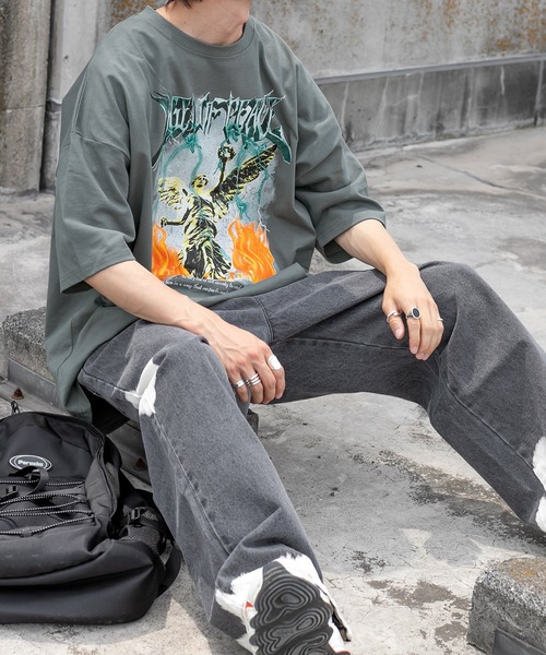 Perushu(ペルーシュ)の「ユーズドライクロックTシャツ(Tシャツ/カットソー・メンズ・ホワイト/チャコールグレー/ダークグリーン・MEDIUM/LARGE)」の20枚目の写真