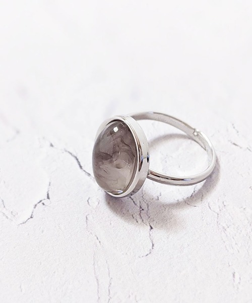 BROTHERHOOD（ブラザーフッド）の「【earyear】オーバルストーン リング シルバー（リング・レディース・ピンク/グレー/オレンジ/ホワイト/アイボリー/ブルー/クリア/グリーン・FREE）」の3枚目の写真