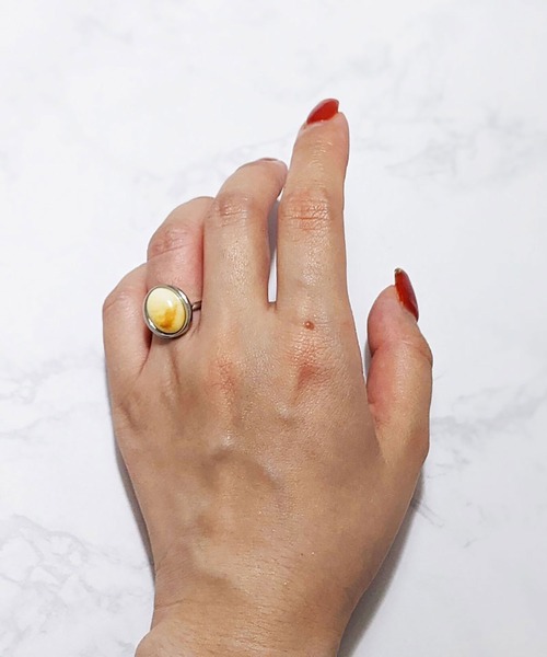 BROTHERHOOD（ブラザーフッド）の「【earyear】オーバルストーン リング シルバー（リング・レディース・ピンク/グレー/オレンジ/ホワイト/アイボリー/ブルー/クリア/グリーン・FREE）」の11枚目の写真