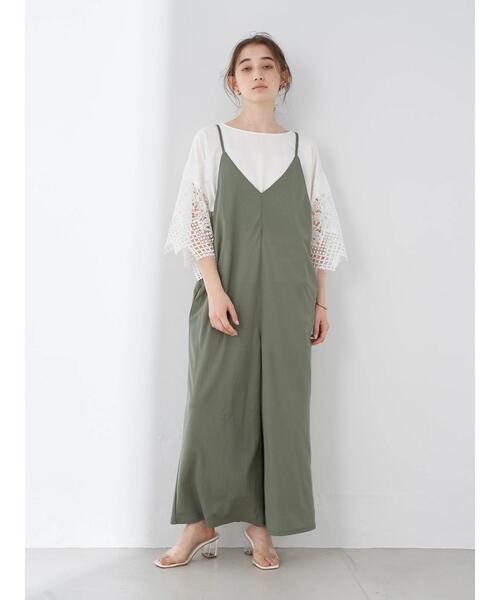 YECCA VECCA（イェッカヴェッカ）の「・ドライタッチイージーサロペット＊（サロペット/オーバーオール・レディース・ブラック/グリーン/カーキ・FREE）」の4枚目の写真