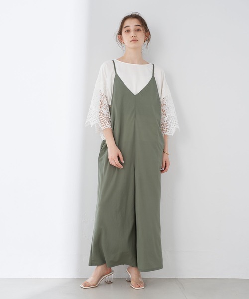 YECCA VECCA（イェッカヴェッカ）の「・ドライタッチイージーサロペット＊（サロペット/オーバーオール・レディース・ブラック/グリーン/カーキ・FREE）」の3枚目の写真