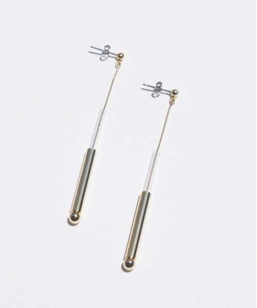SALON（サロン）の「【日本製】真鍮 クリアパイプ×メタルボールピアス（ピアス（両耳用）・レディース・ゴールド系その他/ゴールド系その他2/ゴールド・FREE）」の2枚目の写真