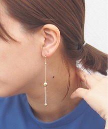 SALON | 【日本製】真鍮 クリアパイプ×メタルボールピアス(ピアス（両耳用）)