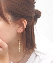 【日本製】真鍮 クリアパイプ×メタルボールピアス