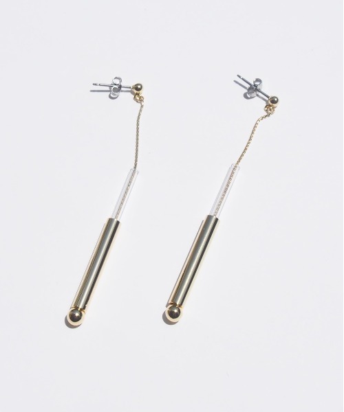 SALON（サロン）の「【日本製】真鍮 クリアパイプ×メタルボールピアス（ピアス（両耳用）・レディース・ゴールド系その他/ゴールド系その他2/ゴールド・FREE）」の7枚目の写真