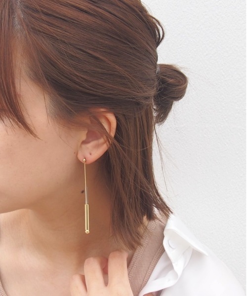 SALON（サロン）の「【日本製】真鍮 クリアパイプ×メタルボールピアス（ピアス（両耳用）・レディース・ゴールド系その他/ゴールド系その他2/ゴールド・FREE）」の9枚目の写真