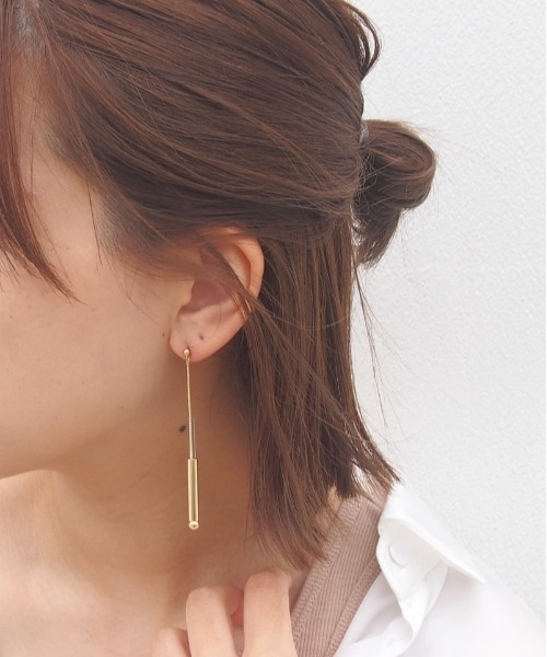 SALON（サロン）の「【日本製】真鍮 クリアパイプ×メタルボールピアス（ピアス（両耳用）・レディース・ゴールド系その他/ゴールド系その他2/ゴールド・FREE）」の10枚目の写真