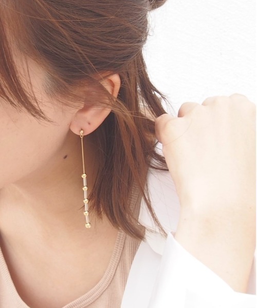 SALON（サロン）の「【日本製】真鍮 クリアパイプ×メタルボールピアス（ピアス（両耳用）・レディース・ゴールド系その他/ゴールド系その他2/ゴールド・FREE）」の14枚目の写真