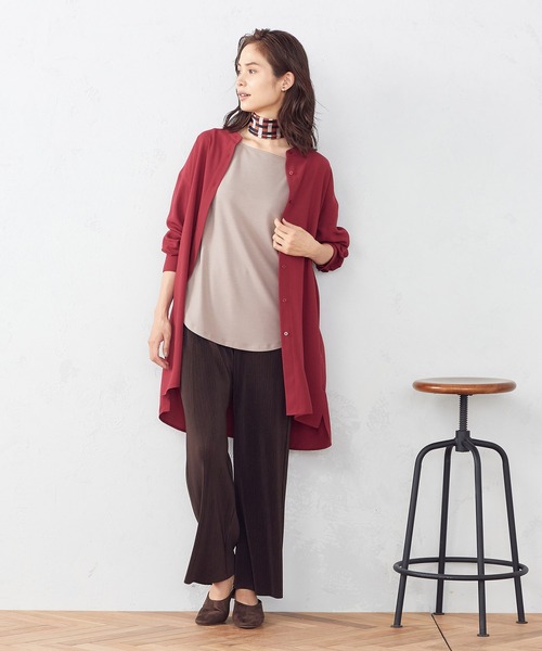 COMME CA ISM（コムサイズム）の「サイドボタンバンドカラーロングシャツ（シャツ/ブラウス・レディース・ダークブラウン/ボルドー/グレイッシュベージュ・MEDIUM/LARGE）」の10枚目の写真