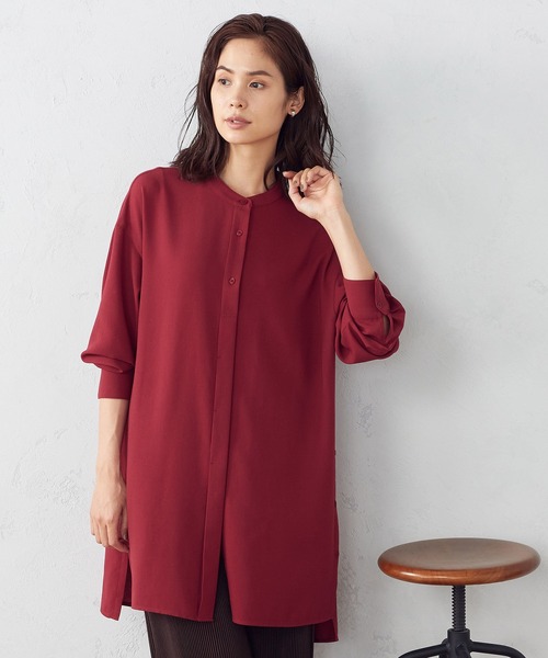 COMME CA ISM（コムサイズム）の「サイドボタンバンドカラーロングシャツ（シャツ/ブラウス・レディース・ダークブラウン/ボルドー/グレイッシュベージュ・MEDIUM/LARGE）」の20枚目の写真