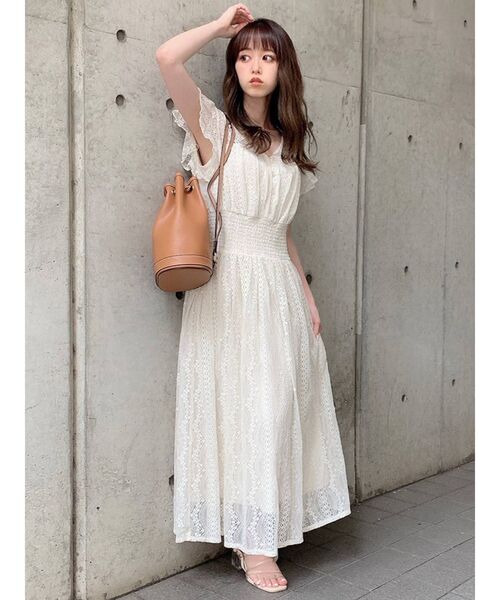 dazzlin（ダズリン）の「フリルスリーブレースワンピース（ワンピース・レディース・オフホワイト/ブラック/ブルー・FREE）」の4枚目の写真