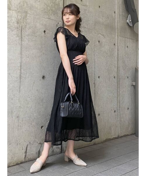 dazzlin（ダズリン）の「フリルスリーブレースワンピース（ワンピース・レディース・オフホワイト/ブラック/ブルー・FREE）」の6枚目の写真