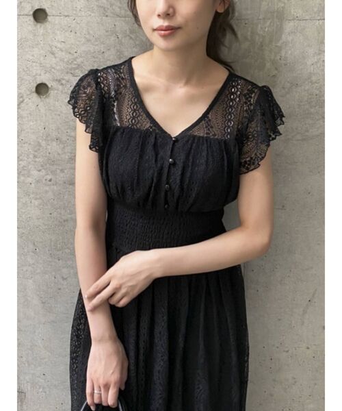 dazzlin（ダズリン）の「フリルスリーブレースワンピース（ワンピース・レディース・オフホワイト/ブラック/ブルー・FREE）」の9枚目の写真